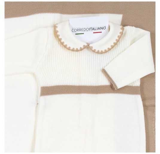 Set corredino prima uscita neonata in misto lana - Prime Emozioni 9011B 2