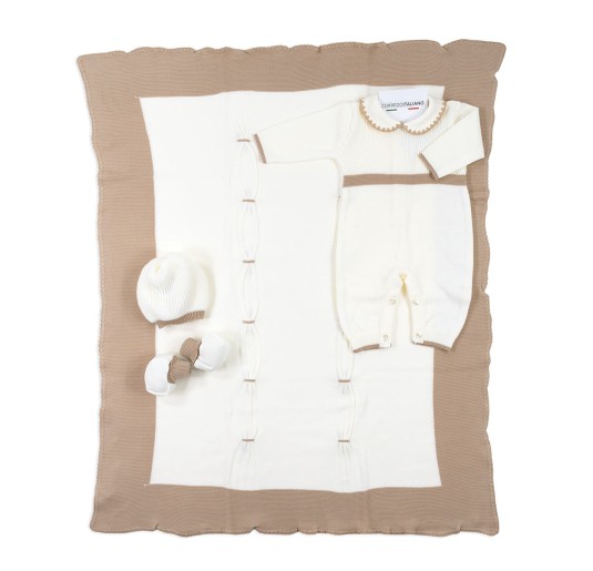 Newborn girl's first layette set in wool blend - Prime Emozioni 9011B