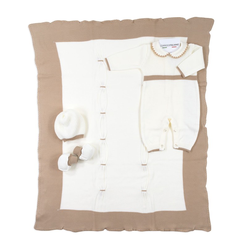 Newborn girl's first layette set in wool blend - Prime Emozioni 9011B