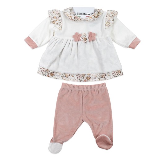 Two-piece chenille baby suit with floral pattern - Le...
