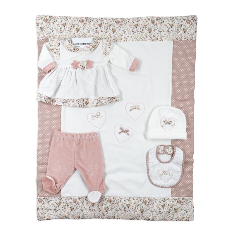 Set Corredino prima uscita Neonata ciniglia Le Chicche | Corredoitaliano.com