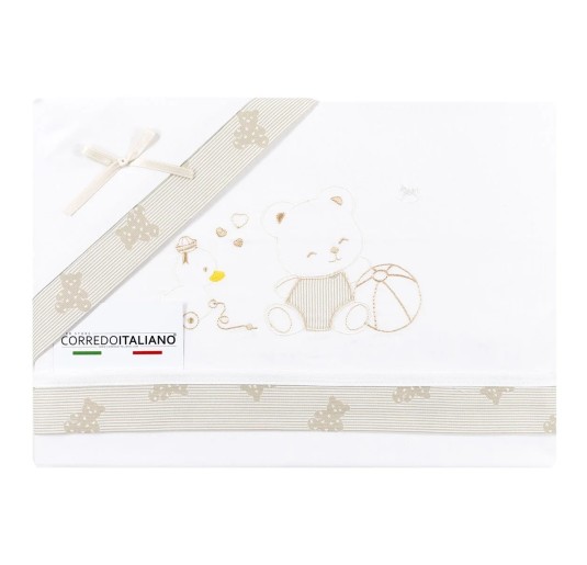 Set lenzuola culletta e carrozzina - Orsetto e Anatroccolo - Mio Piccolo LC13372