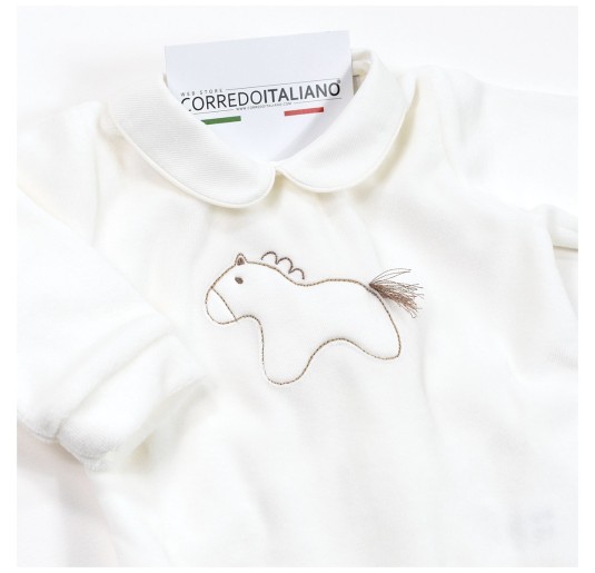 Tutina in ciniglia ricamata con Pony - Coccode' Firenze 2