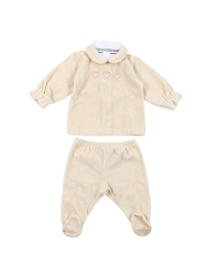 Embroidered Velour Baby Set with Little Hearts - Coccode' Firenze