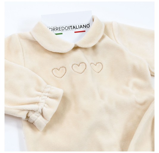 Embroidered Velour Baby Set with Little Hearts - Coccode' Firenze 2