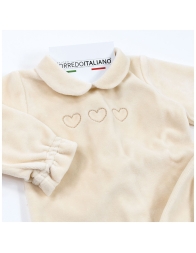 Embroidered Velour Baby Set with Little Hearts - Coccode' Firenze