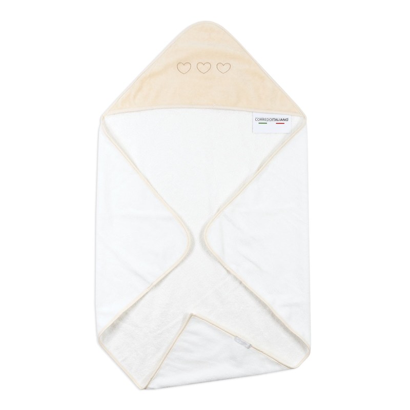 Embroidered Terry Triangular Baby Bathrobe – Hearts – Coccode’ Firenze