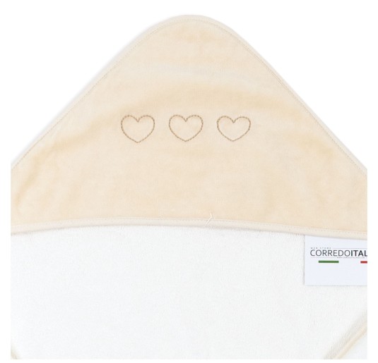 Embroidered Terry Triangular Baby Bathrobe – Hearts – Coccode’ Firenze 2