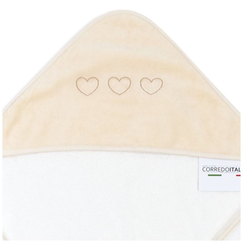 Embroidered Terry Triangular Baby Bathrobe – Hearts – Coccode’ Firenze | Corredoitaliano