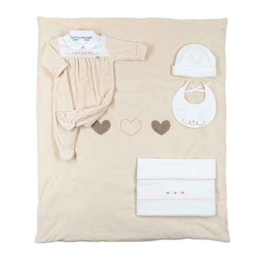 Coordinated Baby Boy Winter Layette Set - Hearts -...