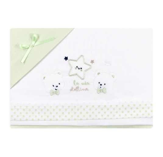Set lenzuola culla lettino - La mia Stellina - Mio Piccolo LL929 - Verde