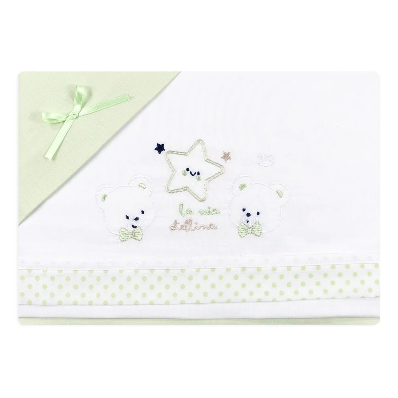 Set lenzuola culla lettino - La mia Stellina - Mio Piccolo LL929 - Verde