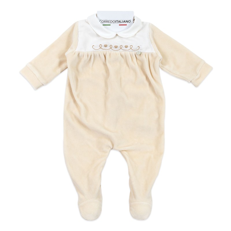 Embroidered Chenille Baby Romper with Hearts – Coccode’ Firenze C62003 Embroidered Chenille Baby Romper with Hearts – Coccode’ Firenze C62003