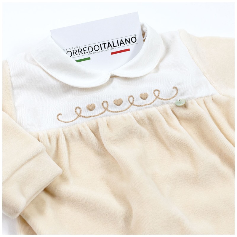 Embroidered Chenille Baby Romper with Hearts – Coccode’ Firenze | Corredoitaliano® Embroidered Chenille Baby Romper with Hearts – Coccode’ Firenze | Corredoitaliano®