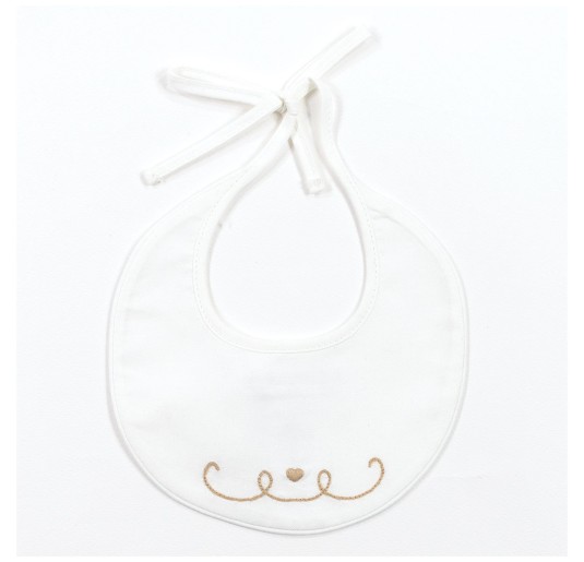 Embroidered Cotton Twill Bib with a Little Heart - Coccodè Firenze C62603