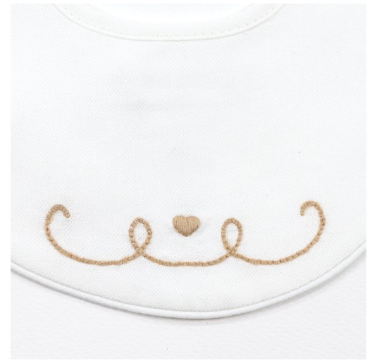 Embroidered Cotton Twill Bib with a Little Heart - Coccodè Firenze C62603 2