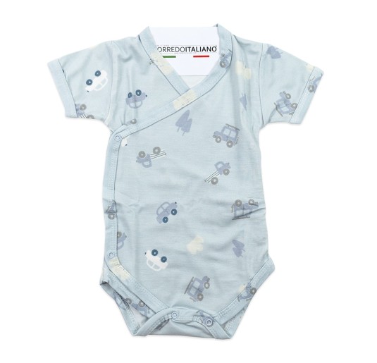 Side-Opening Bamboo Bodysuit - Cars - Coccodè Firenze