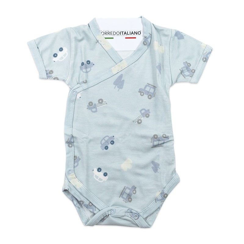 Side-Opening Bamboo Bodysuit - Cars - Coccodè Firenze