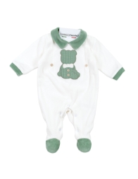 Newborn chenille romper with central bear - Nazareno Gabrielli