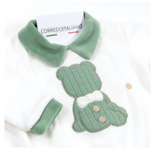 Newborn chenille romper with central bear - Nazareno Gabrielli 2