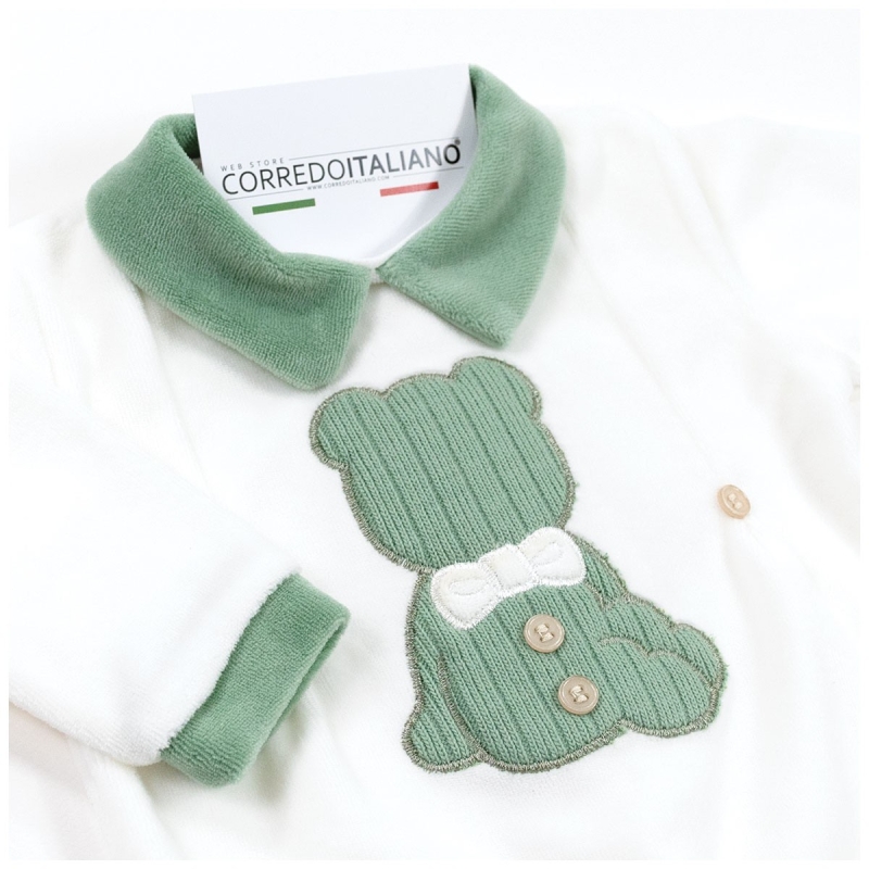 Newborn chenille romper with central bear - Nazareno Gabrielli | Corredoitaliano.com