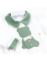Newborn chenille romper with central bear - Nazareno Gabrielli | Corredoitaliano.com