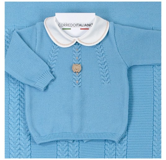 Newborn Boy Layette Set in Pure Wool - Stella IN85B25 2