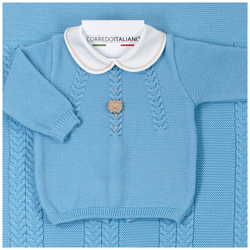 Newborn Boy Layette Set in Pure Wool - Stella | Corredoitaliano Newborn Boy Layette Set in Pure Wool - Stella | Corredoitaliano