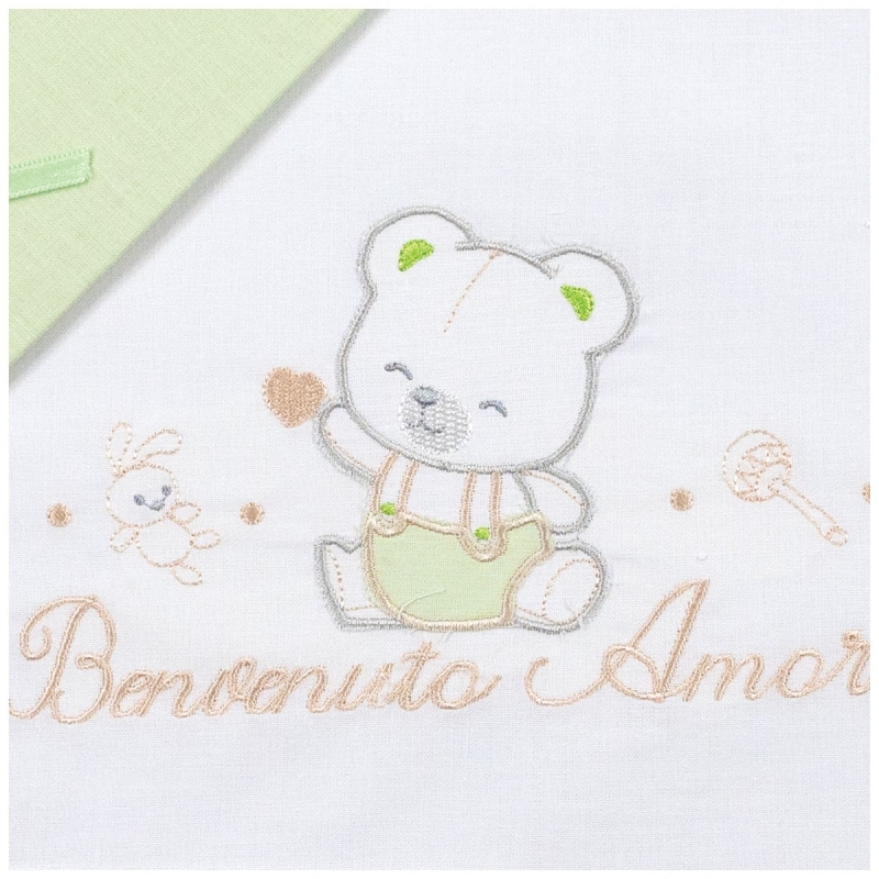 Set lenzuola per culla lettino - Benvenuto Amore -Mio Piccolo