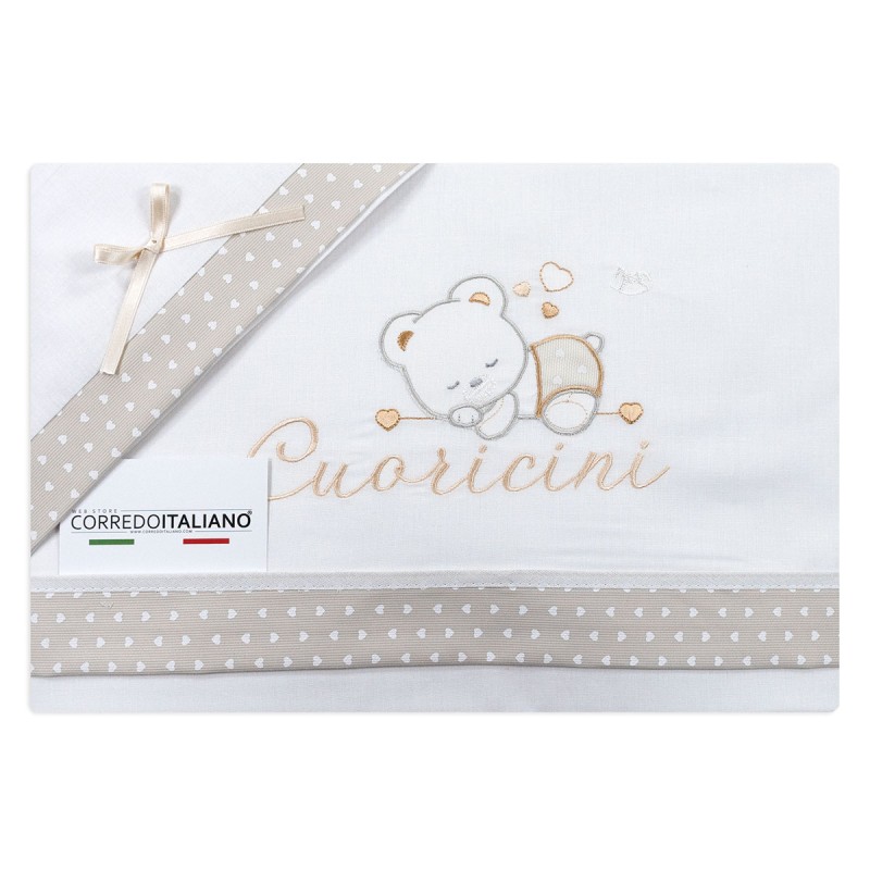 Set lenzuola culletta e carrozzina - Cuoricini - Mio Piccolo LC13307