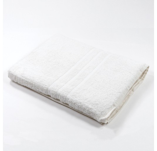 Telo bagno hotel bianco 500 GSM in cotone. Morbido, resistente e assorbente, ideale per hotel, B&B, spa.