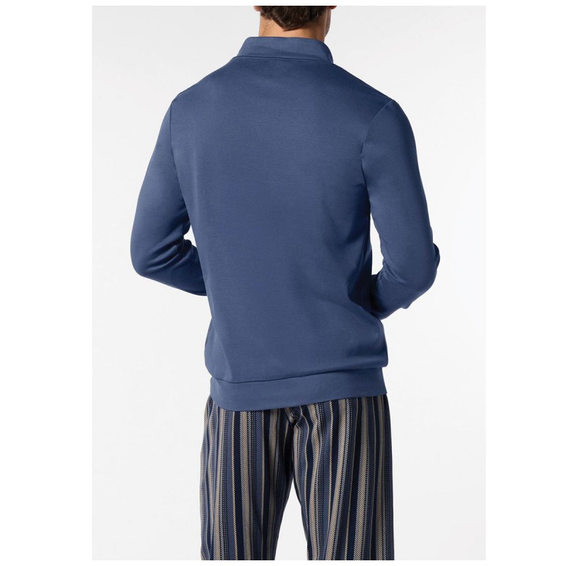 Striped pants detail of Perofil warm cotton pajamas with ankle cuffs
