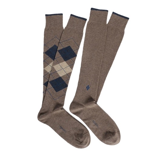 Set di 2 Paia calze lunghe caldo cotone - Rombi - Perofil...