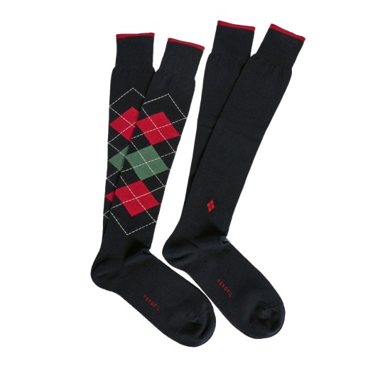 Long winter Perofil socks in warm cotton with elegant argyle pattern