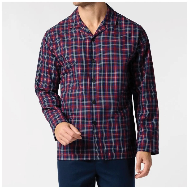 Flannel Soft Pajamas with Front Opening – Cherry Check – Perofil VPRT93212