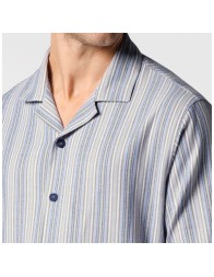 Pigiama di flanella Perofil uomo aperto avanti – dettaglio giacca a righe