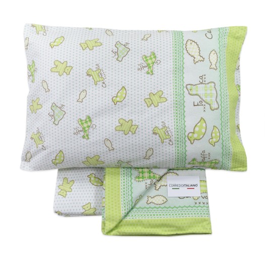 Biancaluna Puppets green flannel sheet, soft and warm for baby crib