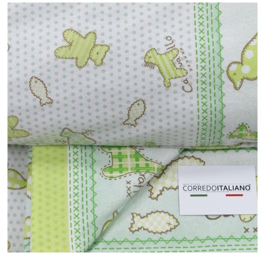 Biancaluna Puppets green flannel sheet, soft and warm for baby crib 2
