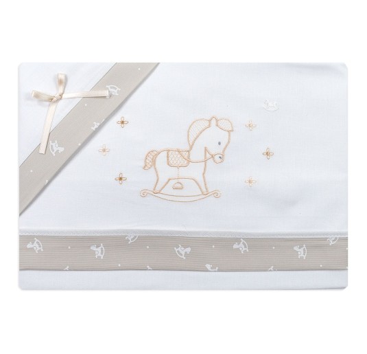 100% cotton baby bedding set with rocking horse embroidery