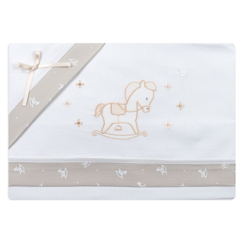 100% cotton baby bedding set with rocking horse embroidery