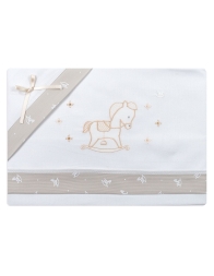 100% cotton baby bedding set with rocking horse embroidery