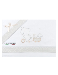 Cot Bedding Set - Teddy on Bicycle - Mio Piccolo LL14310