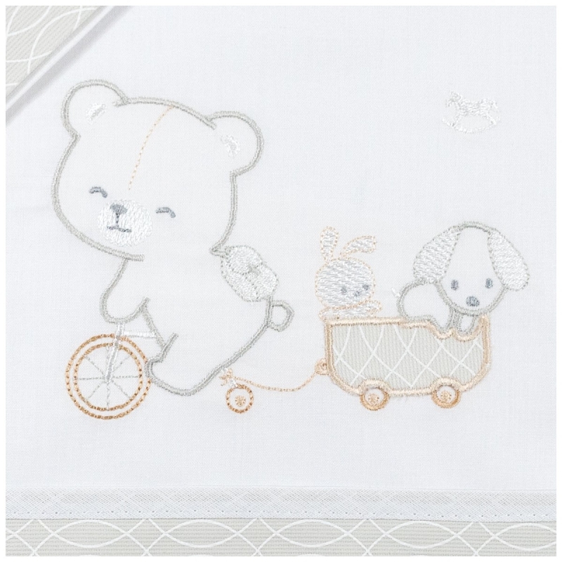 Cot Bedding Set - Teddy on Bicycle -...