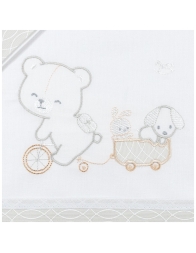 Cot Bedding Set - Teddy on Bicycle - Mio Piccolo LL14310