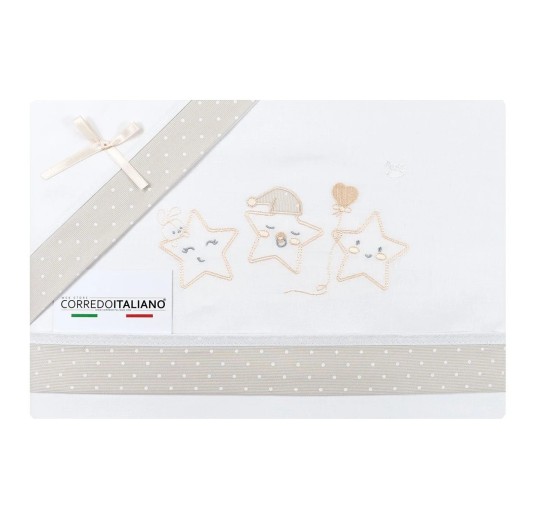 Lenzuolo neonato in cotone con ricamo stelline – comfort e stile Made in Italy