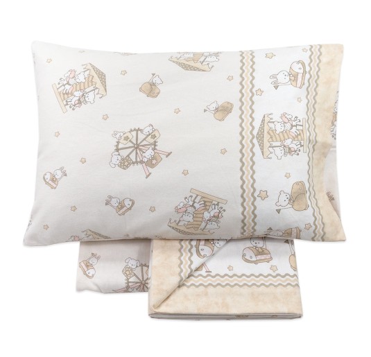 Set lenzuola in flanella per lettino - Simba Beige - Biancaluna