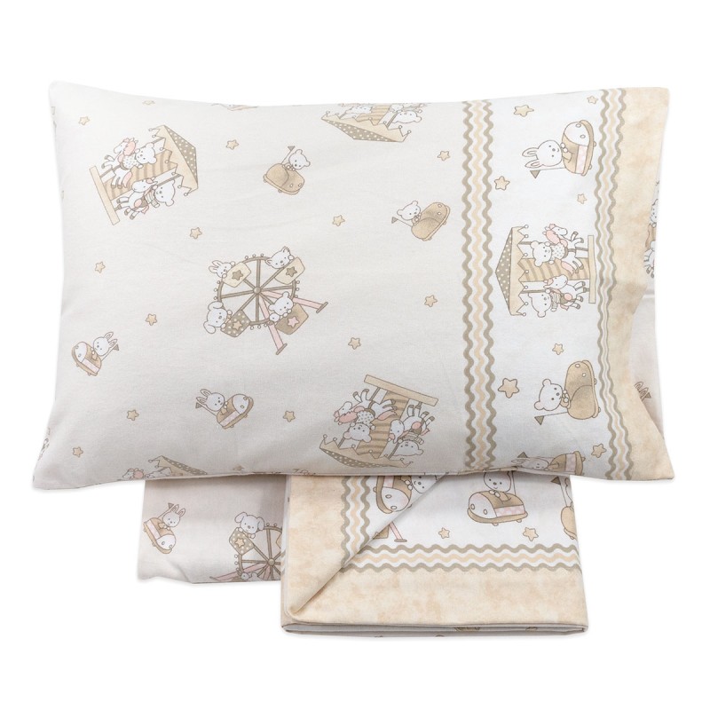Set lenzuola in flanella per lettino - Simba Beige - Biancaluna