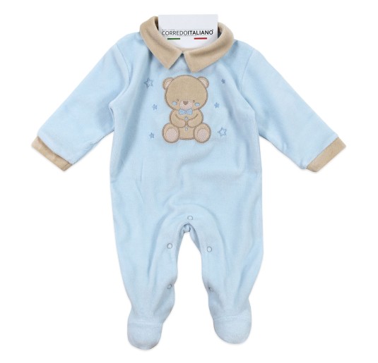 Baby boy bodysuits chenille with teddy bear - Les Jolies...