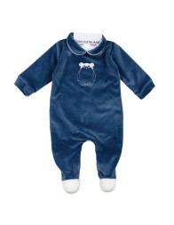 Tutina di ciniglia Coccode' blu con ricamo orsetto stilizzato