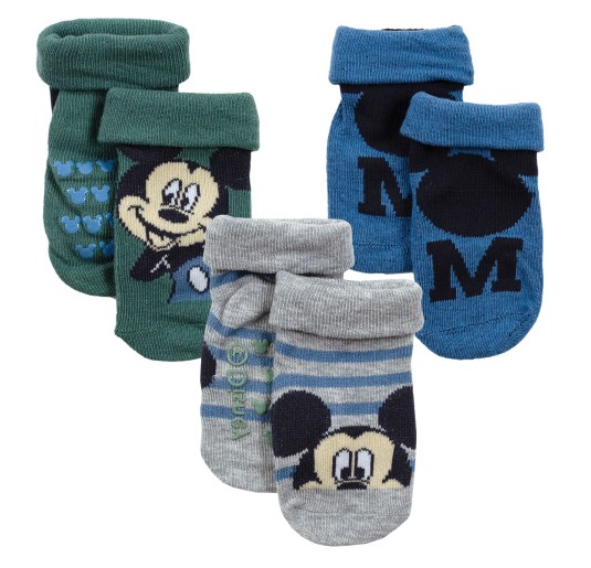 Calzini antiscivolo neonato Disney Mickey Mouse in cotone morbido